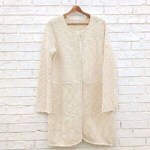 Sundance Neve Duster Cardigan Wool Sweater XL Petite PXL Beige Cream Snap Long